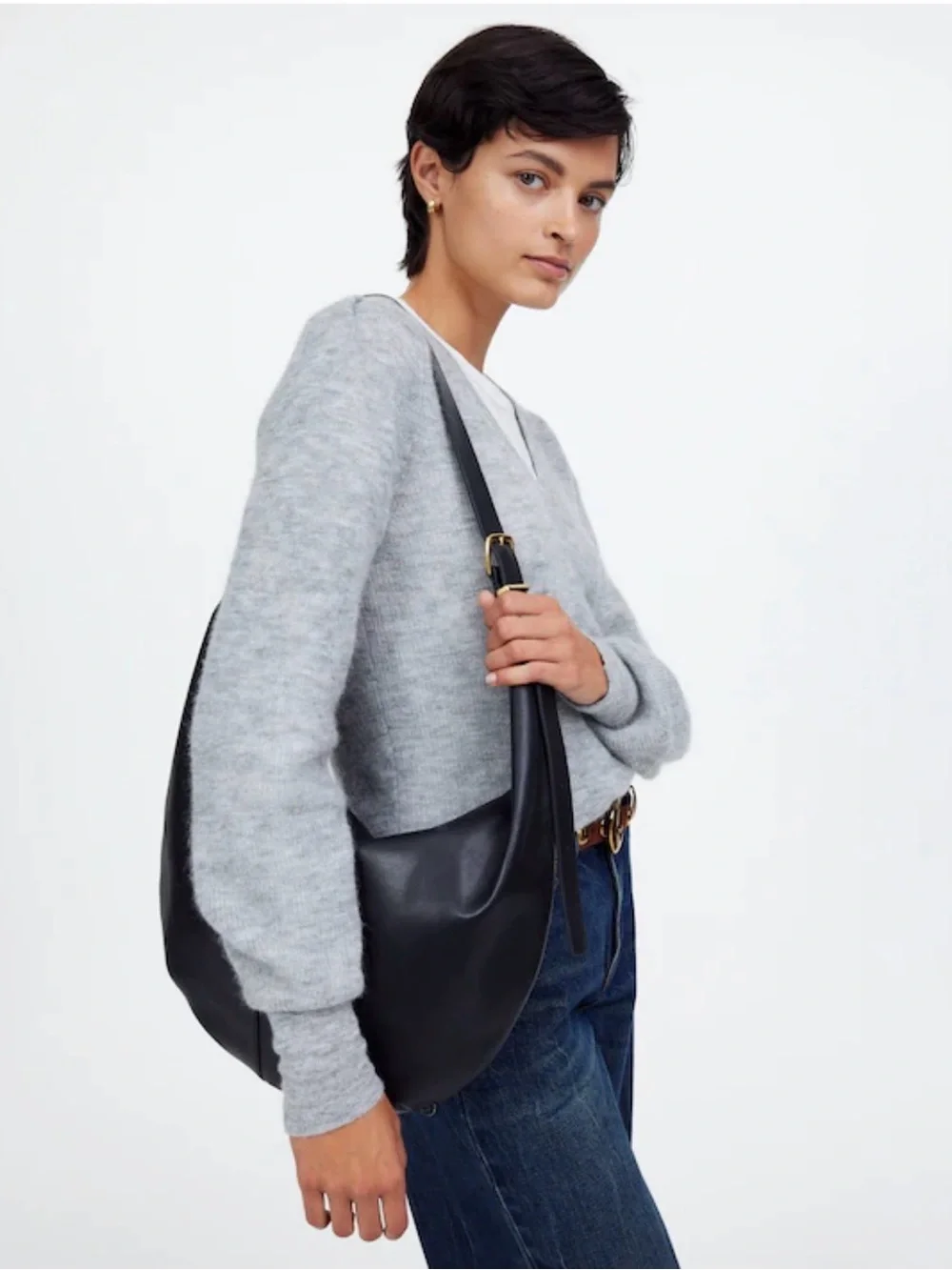 Madewell - The Essential Curve Black Leather Shoulder Bag (Rare)